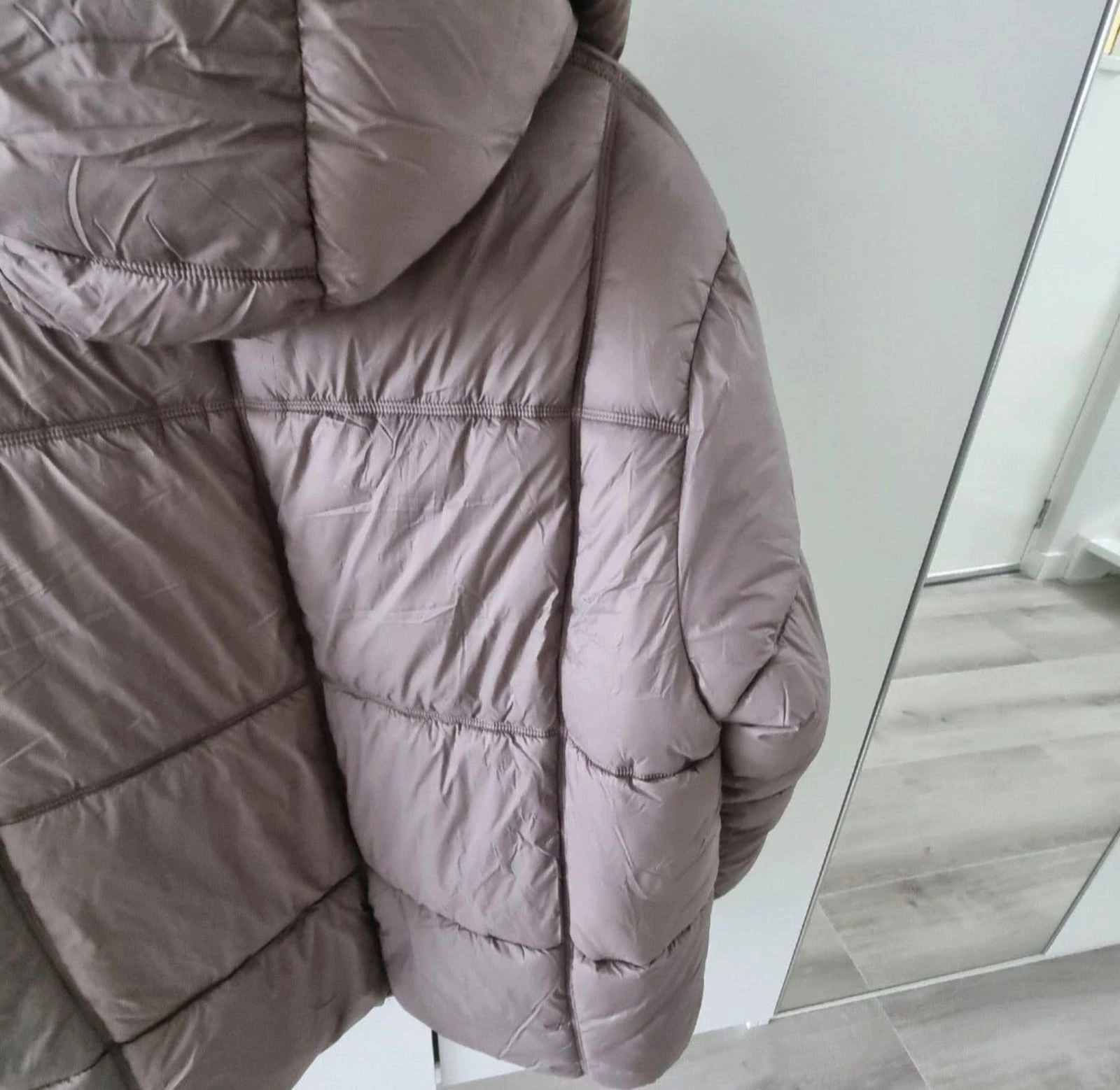 Primark puffer jacket hood taupe purple L - New! – photo 9